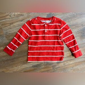 Janie and Jack Striped Henley Long Sleeve Tee Red White Stripes 2T